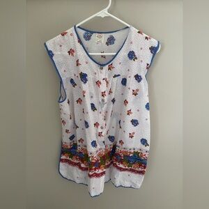 Vintage Artistic Creation Women’s Floral Smock Button Down Top L